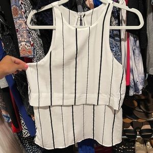 White & Black Striped Top